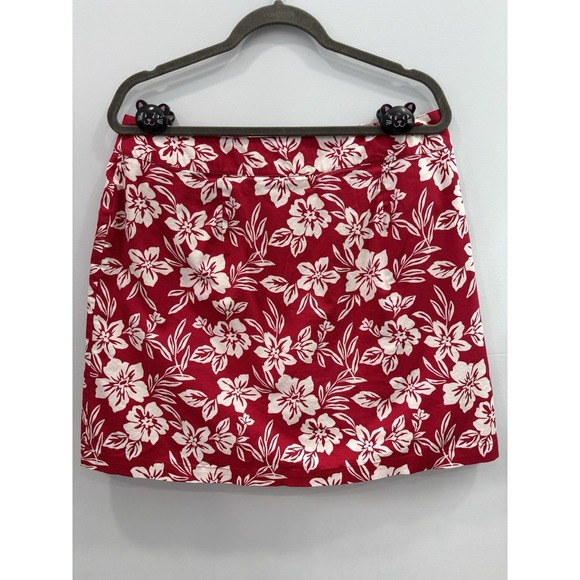 Jennifer Moore Red Floral Wrap Skort Women's Size 12 Hawaiian Resort - Picture 4 of 12